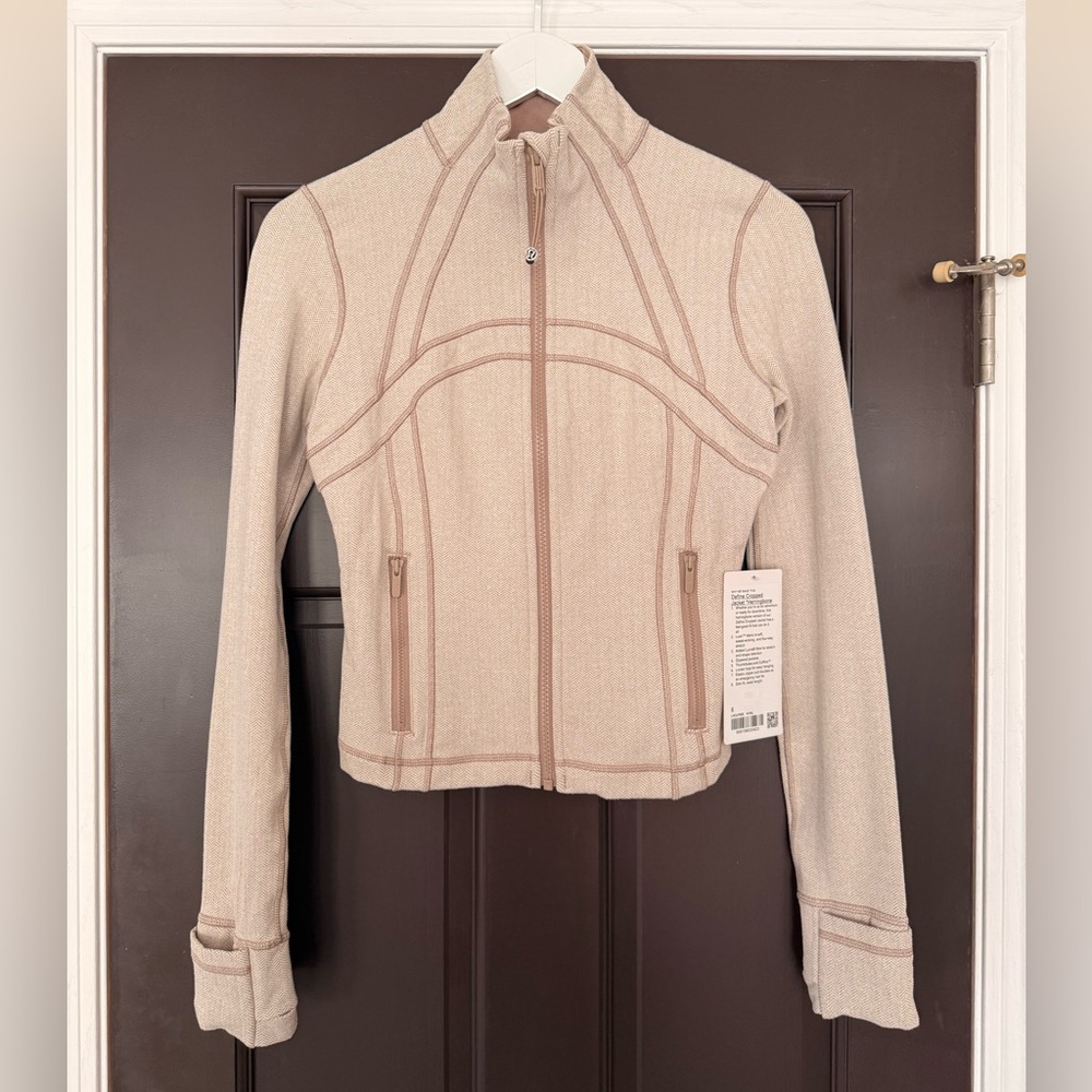 Lululemon Cropped Define Jacket 6 NWT Heathered Herringbone Nutmeg Light Ivory